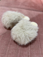 Stone Fluffy Mule Slippers